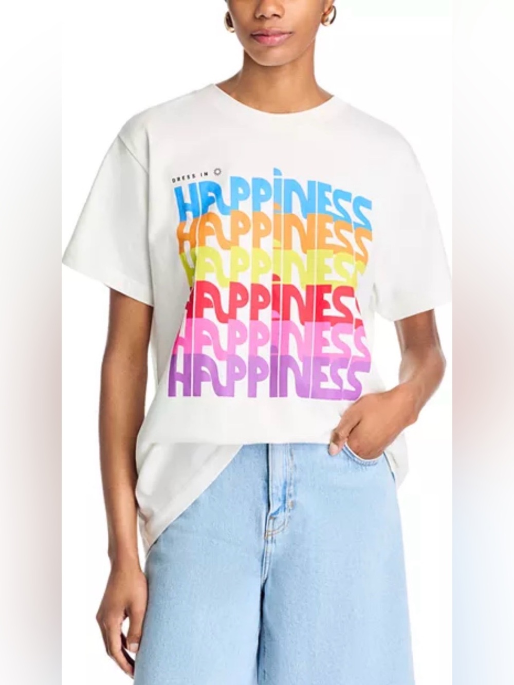FARM Rio White 'Happiness' Rainbow Graphic Relaxed Tee